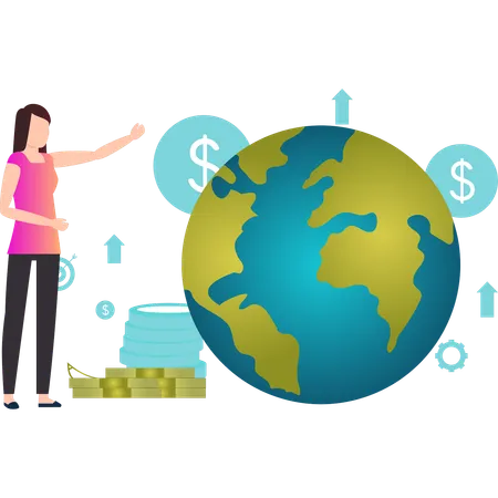 The Girl Is Pointing At The Financial Arrangement Illustration