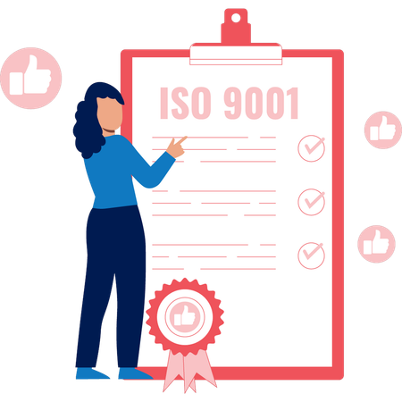 Girl pointing at ISO chart  Illustration