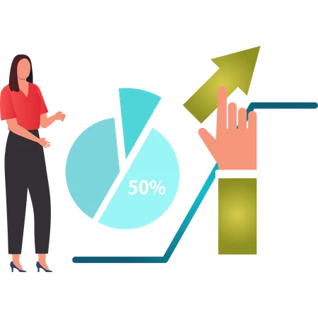 The Girl Is Pointing At The Pie Chart Illustration