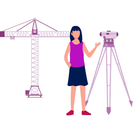 Girl pointing at projector  Illustration