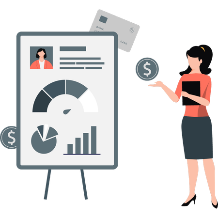 Girl pointing at speed meter  Illustration