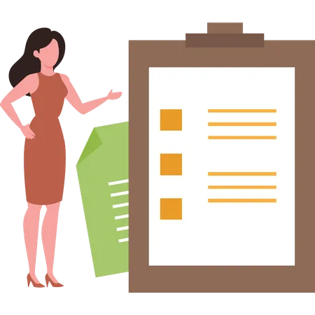 Girl pointing at to-do list board  Illustration