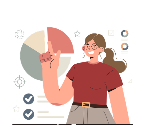 Girl pointing business report  Illustration