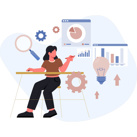 Girl pointing business strategy  Illustration