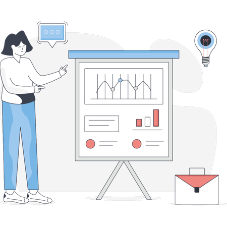 Girl Pointing Business Strategy  Illustration