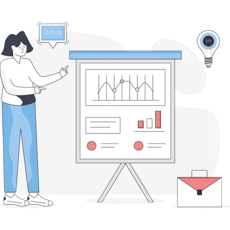 Girl Pointing Business Strategy  Illustration