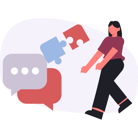 Girl  pointing chat bubbles  Illustration