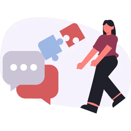 Girl  pointing chat bubbles  Illustration