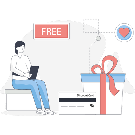 Girl pointing customer loyalty program  Illustration