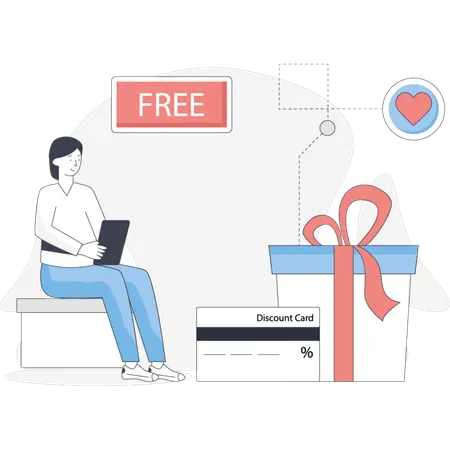 Girl pointing customer loyalty program  Illustration