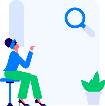 Girl pointing Customer survey report  Illustration