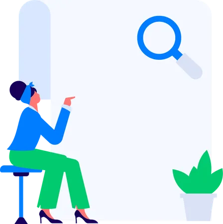 Girl pointing Customer survey report  Illustration