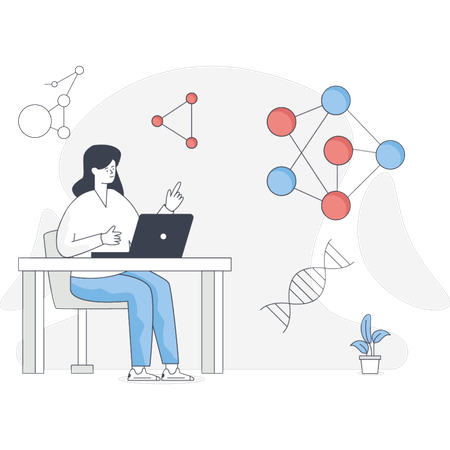 Girl pointing DNA  Illustration