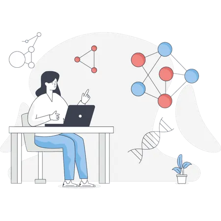 Girl pointing DNA  Illustration