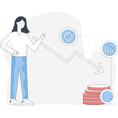 Girl  pointing financial stress  Illustration