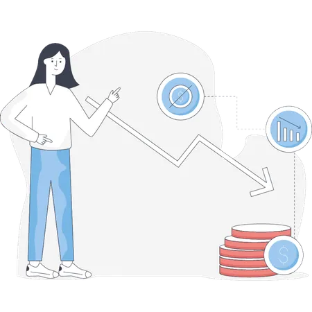 Girl  pointing financial stress  Illustration