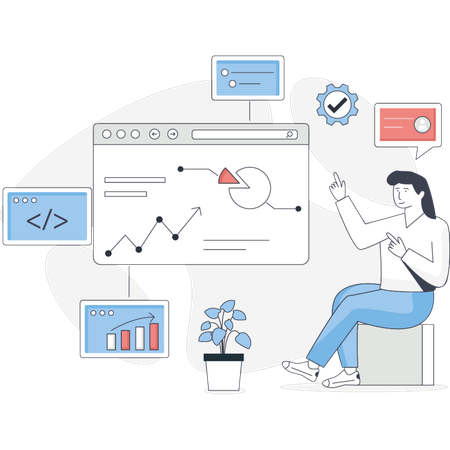 Girl pointing functional testing  Illustration