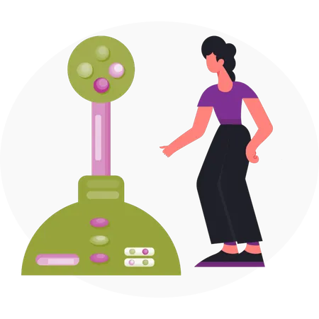 Girl  pointing game controller  Illustration