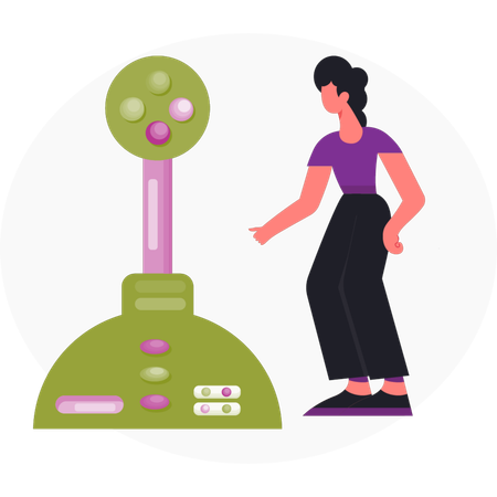 Girl pointing game controller Illustration