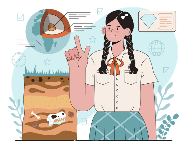 Girl pointing geography  Illustration
