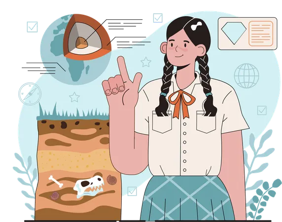 Girl pointing geography  Illustration