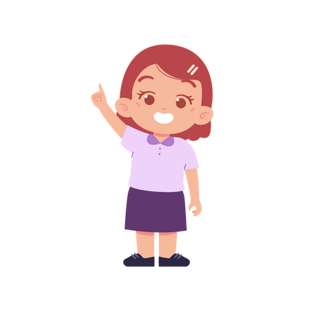 Girl Pointing Left Hand Up  Illustration