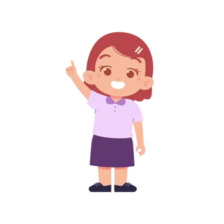 Girl Pointing Left Hand Up  Illustration