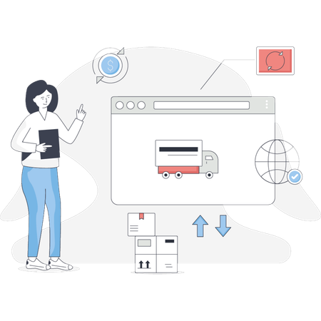 Girl  pointing logistic distribution  Illustration