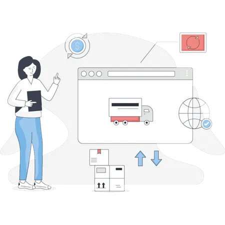Girl  pointing logistic distribution  Illustration
