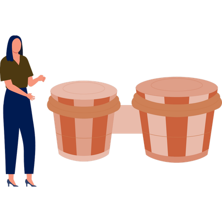 Girl pointing music tabla  Illustration