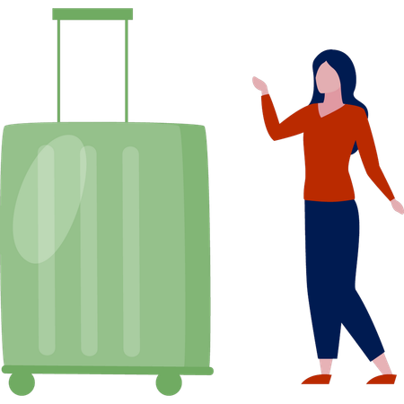 Girl pointing on the travel bag  Illustration