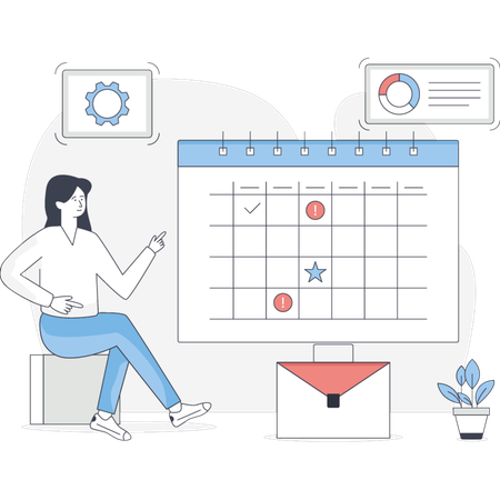 Girl pointing Project Planning  Illustration