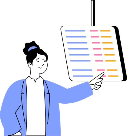 Girl pointing schedule board  Illustration