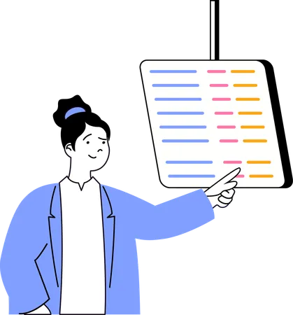 Girl pointing schedule board  Illustration