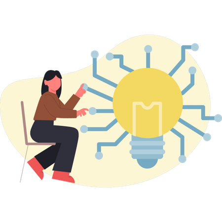 Girl pointing solution to solve problem  Illustration