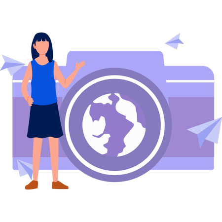 Girl pointing to  camera  Illustration