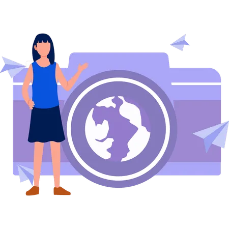 Girl pointing to  camera  Illustration