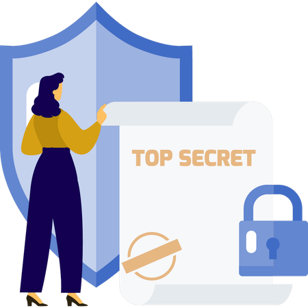 Girl pointing top secret protection security  Illustration