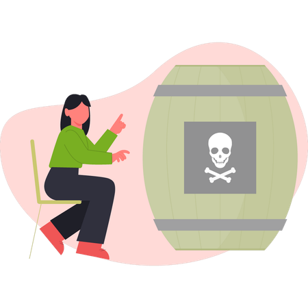 Girl  pointing toxic chemial  Illustration