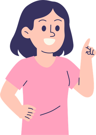 Girl Pointing Upward  Illustration