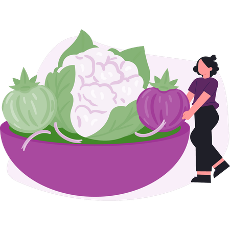 Girl  pointing vegetable  Illustration