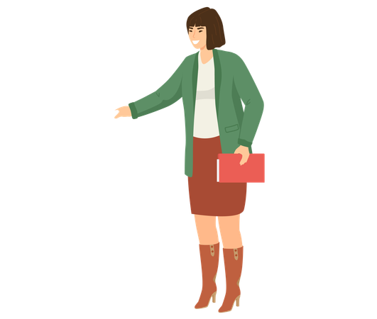 Girl Points At Something  Illustration