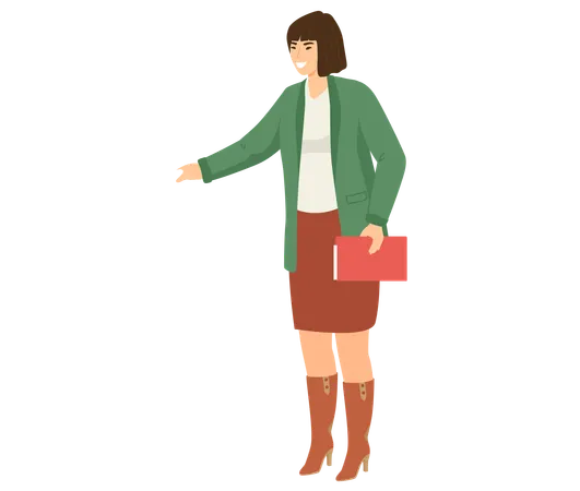 Girl Points At Something  Illustration