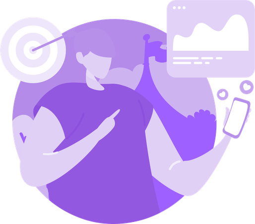 Girl Post Engagement While Doing Analysis  Illustration