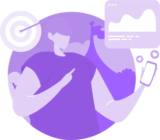 Girl Post Engagement While Doing Analysis  Illustration