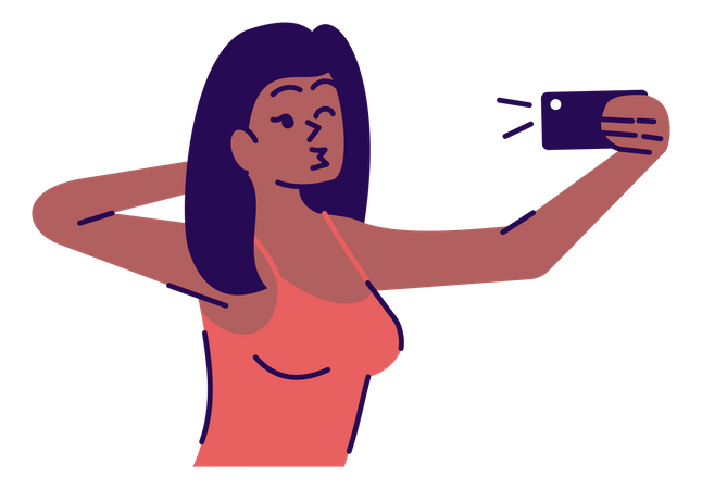 Girl Pouting And Clicking Selfie  Illustration