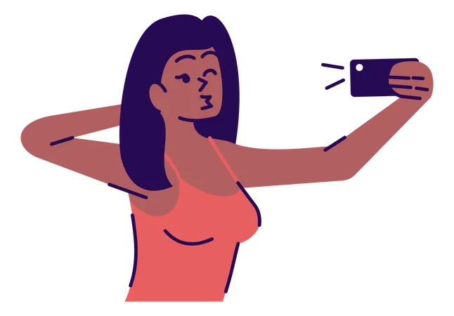 Girl Pouting And Clicking Selfie  Illustration