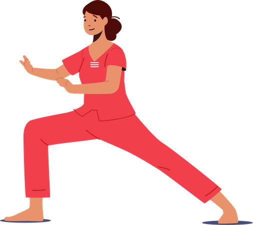 Girl practice martial arts  イラスト
