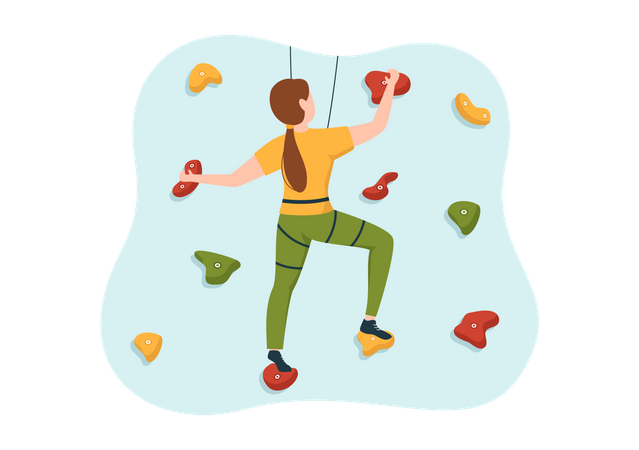 Girl practice rock climbing  Illustration