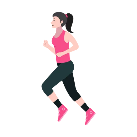 Girl Practice Running Outdoor  Illustration